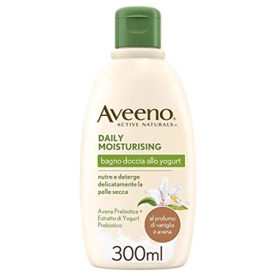 Abbildung von Aveeno Joghurt Dusche, Duschgel, Daily Moisturising mit Duft von Vanille und Hafer, ohne Seife, für normale trockene Haut, auch empfindliche 300 ml