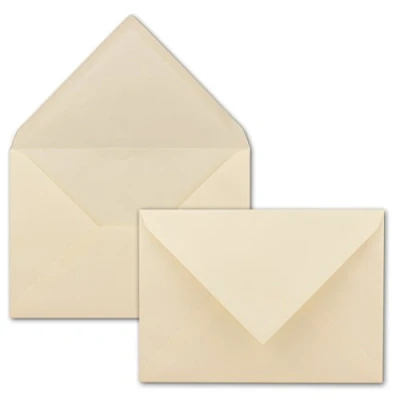 Abbildung von 50x Briefumschläge DIN C5 16,2 x 22,9 cm Creme mit gerippter Struktur 100 Gramm pro m² Kuverts Strukturprägung Nassklebung GUSTAV NEUSER
