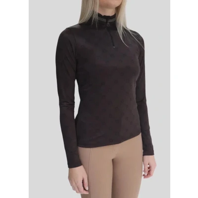 Abbildung von Montar Shirt MoAvina Monogram Caviar Crystal Deco Lange Ärmel Braun