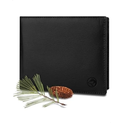 Abbildung von Wolfstrøm Geldbörse Herren Leder &#039;Nørge&#039; Tri Fold Portemonnaie RFID Blocker 6 Karten Fach, Ausweis Großes Zusatzfach, Scheinfach, Kleingeldfach Classic Black
