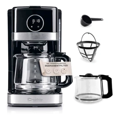 Abbildung von Barista Kaffeemaschine mit Touchdisplay Filterkaffeemaschine 900W und Glaskanne 1,5 Liter Kaffeekanne Filtermaschine für Kaffeepulver bis zu 12 Tassen Kaffee