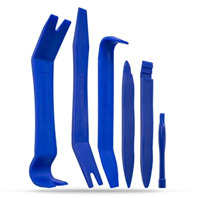 Abbildung von Auto Demontage Werkzeug Set, 6 Teile, in Blau, aus PP, Hebelwerkzeuge zum Entfernen von Fenster und Türverkleidung, Zierleisten, Car Radio, usw., Zierleistenkeile Kit Kfz, flexible Plastik Keile Set