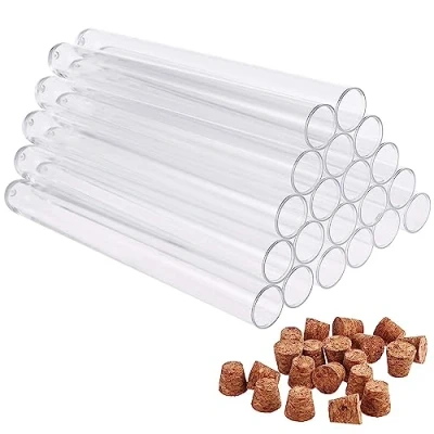 Abbildung von Faburo 20 Stück Reagenzgläser Kunststoff Transparent Reagenzglas mit Korken (150 x16 mm) ml