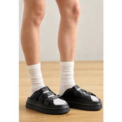 Abbildung von UGG Goldenglow Slide Pantolette hoch, Damen, Größe: 38, Black Lederimitat/textil