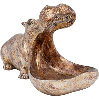 Abbildung von Kare Design Deko Figur Hungry Hippo, Gold, Objekt, Nilpferd, Vintage, 17x15x27 cm (H/B/T)