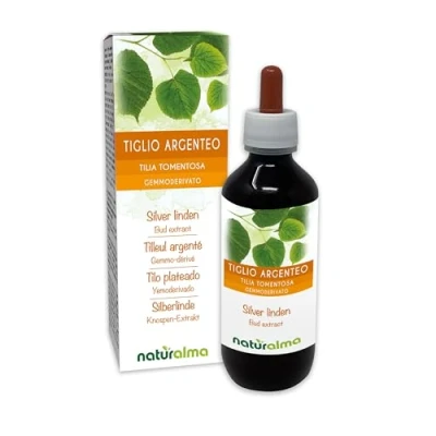 Abbildung von Silberlinde (Tilia tomentosa) Alkoholfrei knospen Extrakt aus frishen Naturalma Flüssig Tropfen 200 ml Nahrungsergänzungsmittel Veganer