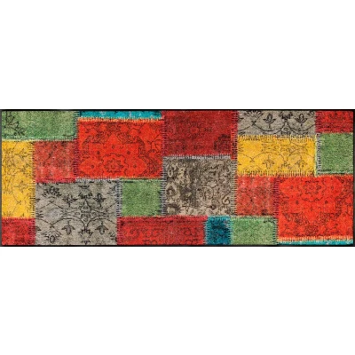 Abbildung von wash+dry Fußmatte, Vintage Patches 75x120 cm, innen und außen, waschbar, Bunt