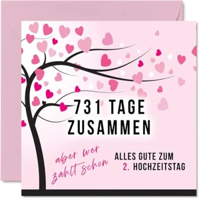 Abbildung von Stuff4 2. Hochzeitstag Karte Liebe 731 Tage Zusammen 2 Jahrestag Geschenke für Mein Mann Ehemann Meine Frau Ehefrau, 145mm Lustig Glückwunschkarten