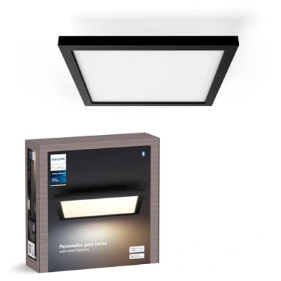 Abbildung von Philips Hue White Ambiance Aurelle Panelleuchte schwarz inkl. Dimmschalter, 30x30cm, dimmbar, alle Weißschattierungen, steuerbar via App, kompatibel mit Amazon Alexa, neue Generation
