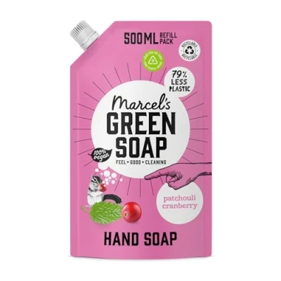 Abbildung von Marcel&#039;s Green Soap Handseife Nachfüllpack Patchouli &amp; Cranberry Flüssigseife Spender 100% Umweltfreundlich Vegan 97% Biologisch abbaubar 500 ml