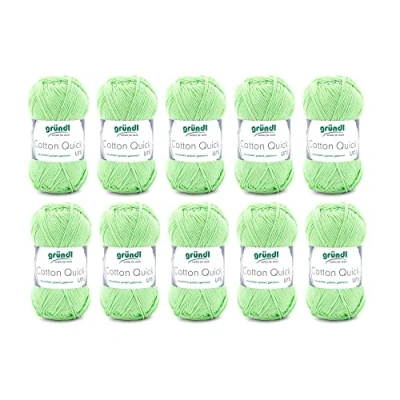Abbildung von Gründl Cotton Quick Uni Strickgarn/Häkelgarn, (farbenfrohes Garn aus 100% Baumwolle, OEKO TEX zertifiziert, Nadelstärke: 3 4) 10 x 50 g, Kiwi, 29 12 7 cm