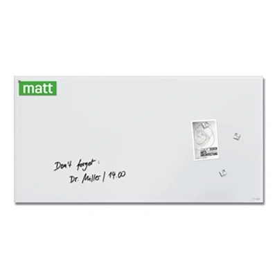 Abbildung von SIGEL GL546 Premium Glas Whiteboard 91x46 cm, super weiß: matt, nicht spiegelnd, SGS geprüft, einfache Montage, incl. 3 starke Magnete, Magnettafel Artverum
