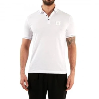 Abbildung von Armani Exchange Men&#039;s Regular Fit Cotton Jersey Metallic Icon Patch Polo White,L
