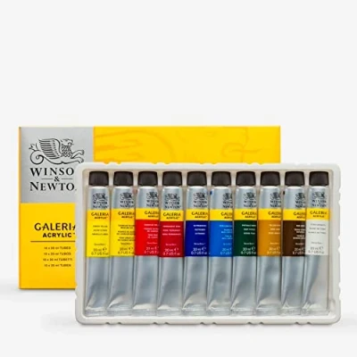 Abbildung von Winsor &amp; Newton 2190525 Galeria Acrylfarbe, hohe Pigmentierung, lichtecht, buttrige Konsistenz, Farbenset 10 Acrylfarben in 20 ml Tuben