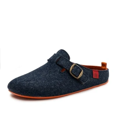 Abbildung von Andrés Machado Hausschuhe für Damen Sommer VAL Unisex Pantoffeln Wolle und Filz rutschfeste Gummisohle herausnehmbares Fußbett Blau Orange EU 37