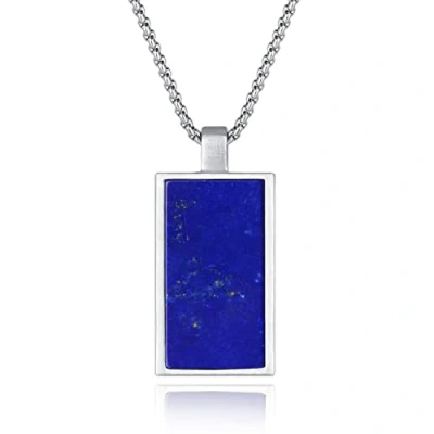 Abbildung von COAI Geschenkideen Herren Halskette aus Lapislazuli Edelstahl Kette Rechteck Anhänger Amulett Talisman