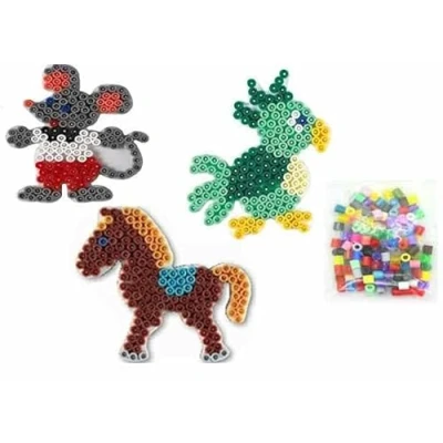 Abbildung von Hama Happy Price Toys (Set 66) Midi Stiftplattenbeutel Maus,Papagei und Pony + Bügelanleitung im Blister Beutel