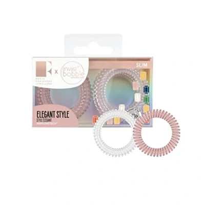 Abbildung von Invisibobble Slim Haargummi &quot;Pink Glasses&quot; I 8x Dünne Haargummis Rosé schimmernd für Mädchen &amp; Damen eleganter Look starker Halt Limited Collection Rosie Fortescue