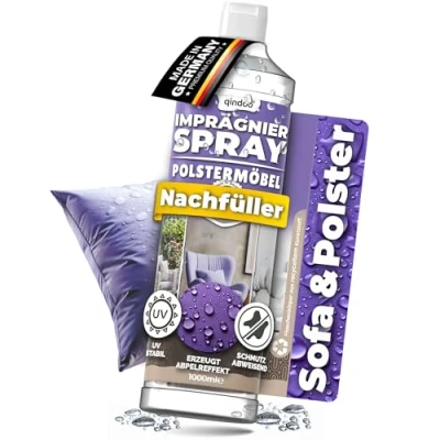 Abbildung von Qindoo Imprägnierspray für Sofa &amp; Polster Möbel, Couch, Autositze, PFC frei, Made in Germany, 1L Nachfüllflasche