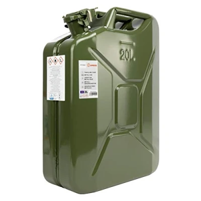 Abbildung von Motorkit 20 Liter Kraftstoffkanister aus Metall mit Bajonettverschluss. Benzinkanister Farbe Olivgrün