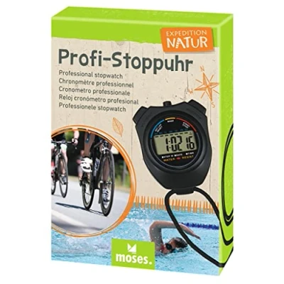 Abbildung von moses. Expedition Natur Profi Stoppuhr, digitale Stoppuhr für Kinder, Sport &amp; Freizeit Zeitmesser Leichtathletik, Fußball Training, Laufen, Sprinten, Fahrrad fahren und Schwimmtraining
