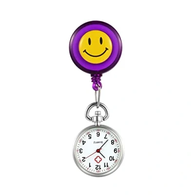 Abbildung von Silverora Schwesternuhr Schwesternuhren mit Clip Krankenschwester Uhren Kartoon Smile Gesicht Nurse Watch Uhr zum anstecken Pflege Arzt