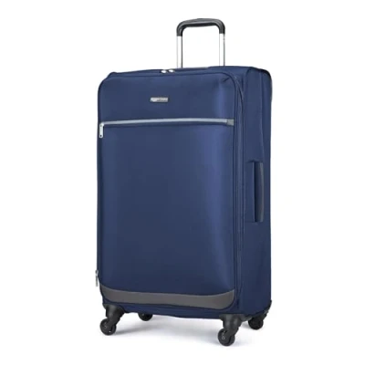 Abbildung von Amazon Basics Weiche, Erweiterbare Reisekoffer mit 4 Drehrädern, 79 cm (inkl. Räder), Navy Blau
