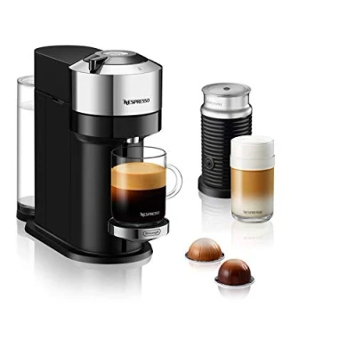 Abbildung von Nespresso De&#039;Longhi ENV 120.CAE Vertuo Next Deluxe Kaffeekapselmaschine mit Milchaufschäumer, chromfarben, Chrom
