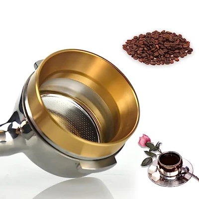 Abbildung von Kaffee Dosierring, 58mm Aluminium Universal Dosierring Trichter Ersatz Kaffeemaschine Zubehör (Gold)