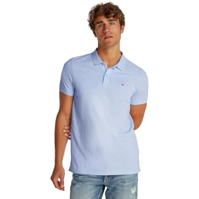 Abbildung von Tommy Jeans Placket Poloshirt, Herren, Größe: 48, Sweet blue