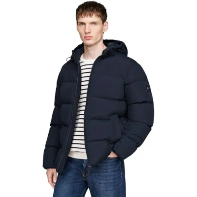 Abbildung von Tommy Hilfiger Herren Pufferjacke Down Hooded Puffer Jacket mit Kapuze, Blau (Desert Sky), XXL