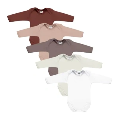 Abbildung von MEA Baby Unisex Langarm Body aus 100% Baumwolle im 5er Pack, mit Aufdruck, für Mädchen, Jungen (86, Mädchen 3)