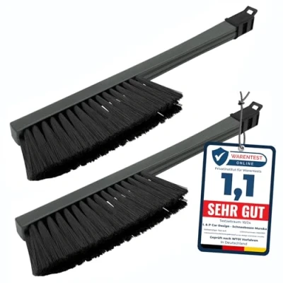Abbildung von [ 2 Stück ] Schneebesen Auto Besen Winter Murska Schnee lackschonend Schneebürste Schneefeger Feger Bürste (2x L&amp;P A059 Schwarz Grau)