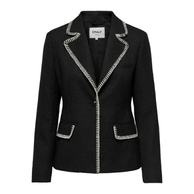 Abbildung von ONLY Damen Onlkari L/S Stitch Boucle TLR Blazer, Black/Detail:White Stitch, 38 EU