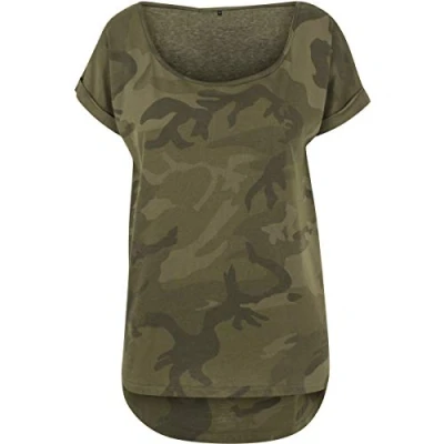 Abbildung von Build Your Brand Damen BY064 Ladies Tee T Shirt, Olive camo, S