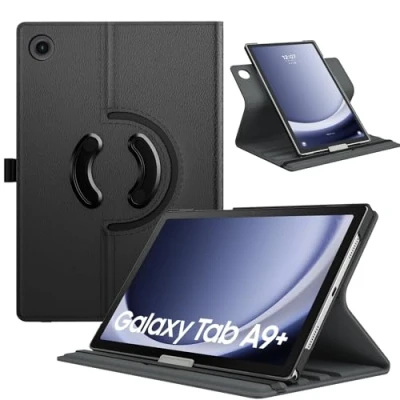 Abbildung von TiMOVO Drehbar Hülle Kompatibel mit Samsung Galaxy Tab A9+/A9 Plus 11 Zoll 2023 SM X210/X216/X218, 90 Grad Ständer Hülle, Auto Schlaf/Aufwach Schutzhülle für A9+ Tablet,Schwarz