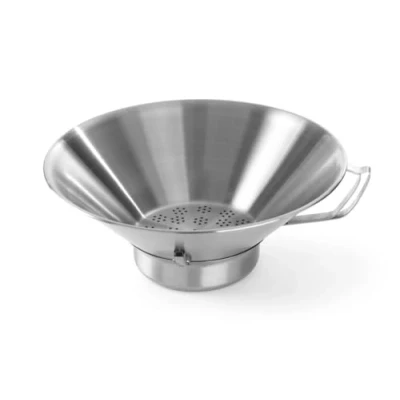 Abbildung von HENDI Frittierseiher, mit stabilem Edelstahlgrif und abnehmbarem Restebehälter, Pommes, ø410x(H)170mm, Edelstahl