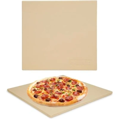 Abbildung von Mimiuo Pizzastein Für Backofen und Gasgrill, Backen, Cordierit Quadratischer for Ooni, Grillen Servieren Torten, Gebäck, Brot, Pizza, 33 x cm