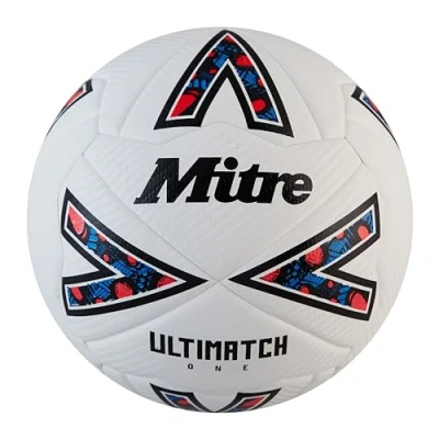 Abbildung von Mitre Ultimatch Fußball, verbesserte Kontrolle, zusätzliche Haltbarkeit, Genauigkeit, Ball, Fluo Gelb/Schwarz/Kreisgrau, 4