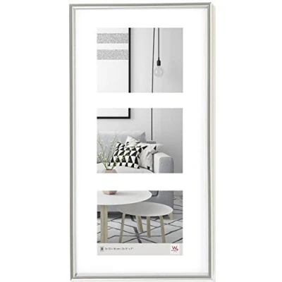 Abbildung von walther design Bilderrahmen silber 3x 13x18 cm Galerie mit Passepartout, Galeria Kunststoffrahmen KS338S