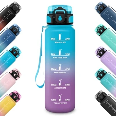 Abbildung von HoneyHolly Trinkflasche Sport, Auslaufsicher 500ML, kinder, Motivierende mit Zeitmarkierung, Wasserflasche, Sportflasche, Kohlensäure Geeignet, für Schule, Fitness, Outdoor