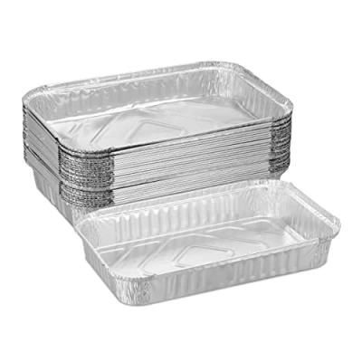 Abbildung von Relaxdays Aluschalen, 25er Set, B x T: 31 21 cm, eckige Grillschalen, Tropfschalen indirektes Grillen, Silber