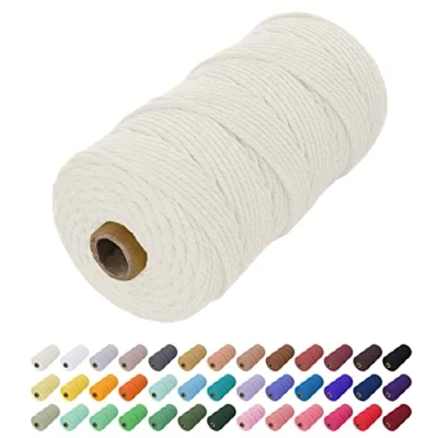 Abbildung von Uiopa Makramee Garn 2mm x 200m, Baumwollkordel Farbig Baumwollgarn Geflochten Baumwollseil, Natürliche Baumwollschnur für Wandbehang, Vorhang, Traumfänger, Hängepflanze, Deko (Natürlich)