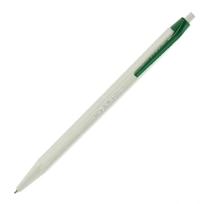 Abbildung von Caran d&#039;Ache 825 ECO Kugelschreiber aus Harz und Edelstahl, grün/weiß, grüne Tinte, 12 cm
