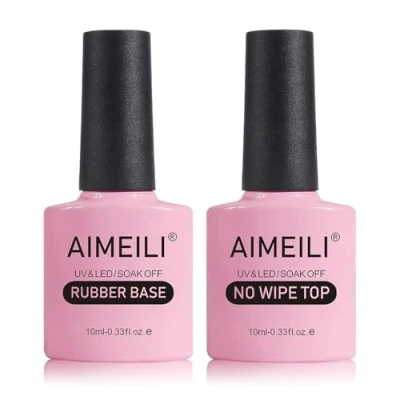 Abbildung von AIMEILI Rubber Base und Top Coat 4 in 1 No Wipe Set Gel Überlack 2x10ml