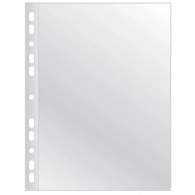 Abbildung von Q Connect Prospekthüllen / 100 Stück/Din A4/ Glasklar Oben Offen Klarsichthüllen Sicht Hüllen Gelochte Plastikhülle für Dokumente Papiere Akten Ordner/PP/Transparent Mikron/Höchste Qualität