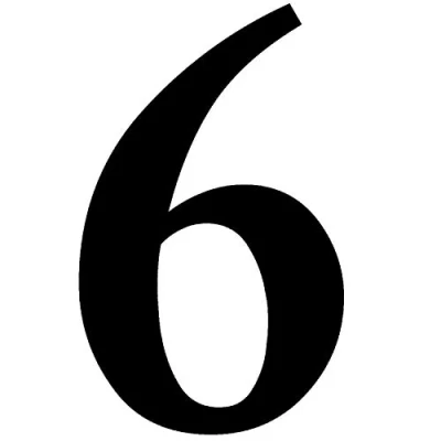 Abbildung von Zahlen Aufkleber Nr. 6 in schwarz I Höhe 10 cm selbstklebende Haus Nummer, Ziffer zum Aufkleben für Außen, Briefkasten, Tür wetterfest kfz_471_6
