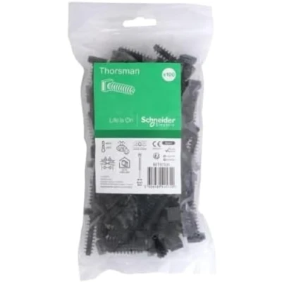 Abbildung von Schneider Electric Thorsman Kabelbinder 100 Stück Schraubsockel für Sockel 9mm, Farbe Schwarz, Verschiedene Größen