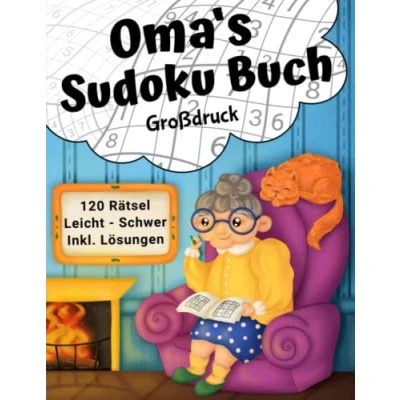 Abbildung von Omas Sudoku Buch Großdruck: 120 Rätsel von Leicht Schwer in großer Schrift für Senioren (Oma&#039;s Rätselbücher)