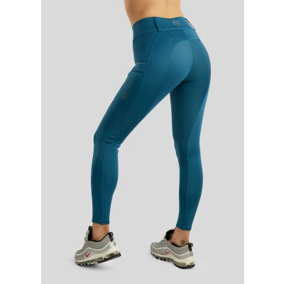 Abbildung von Rebel Reitleggings Beltloops Rosegold Crystals Full Grip Petrol